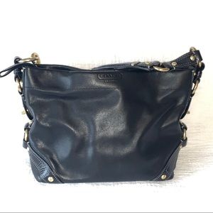 COACH 10615 Carly Black Leather Hobo Purse